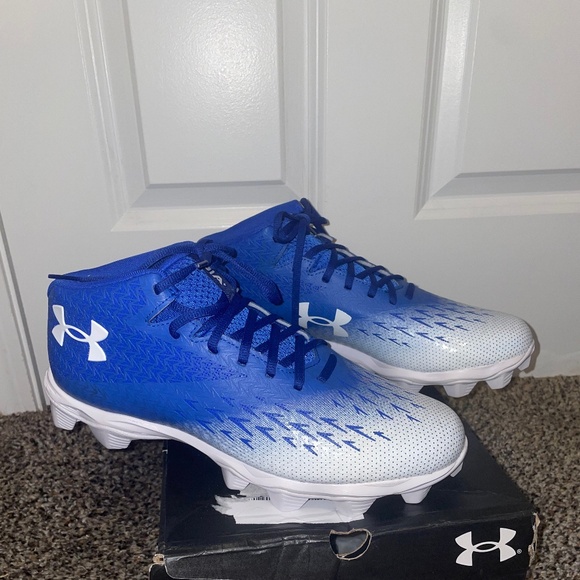 Under Armour Spotlight Fran RM 4.0 Football Cleats Blue/WhiteMen’s Size 10.5 - Picture 1 of 7